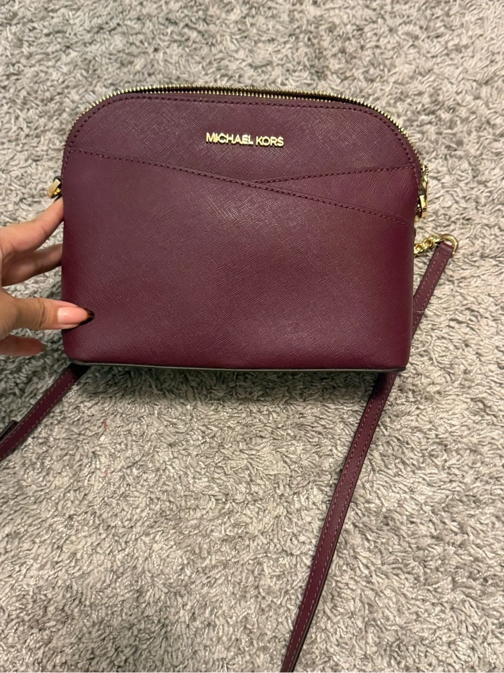 Michael Kors Plum Saffiano Leather Crossbody with Gold Hardware